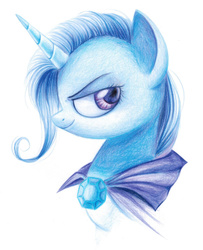 Size: 1280x1574 | Tagged: safe, artist:annielith, trixie, pony, unicorn, g4, female, mare, profile, solo, traditional art