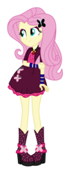 Size: 3240x8600 | Tagged: safe, artist:mixiepie, fluttershy, equestria girls, g4, my little pony equestria girls: rainbow rocks, absurd resolution, accessory swap, alternate universe, amulet, bad girl, bracelet, clothes, clothes swap, female, gem, high heel boots, long hair, necklace, paint tool sai, pigeon toed, role reversal, simple background, siren gem, skirt, solo, the dazzlings, transparent background