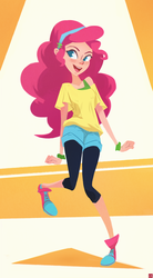 Size: 1000x1815 | Tagged: safe, artist:ajvl, pinkie pie, human, g4, clothes, female, humanized, shirt, shorts, solo