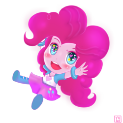 Size: 2700x2700 | Tagged: safe, artist:minusclass, pinkie pie, equestria girls, g4, chibi, clothes, female, happy, heart eyes, high res, looking at you, simple background, skirt, solo, starry eyes, transparent background, wingding eyes