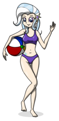 Size: 600x1226 | Tagged: safe, artist:nedemai, trixie, human, g4, alternative cutie mark placement, beach ball, clothes, cutie mark on human, feet, female, humanized, simple background, solo, swimsuit, transparent background, two-piece swimsuit