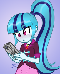 Size: 880x1080 | Tagged: safe, artist:howlsinthedistance, sonata dusk, equestria girls, g4, female, game boy, solo, video game