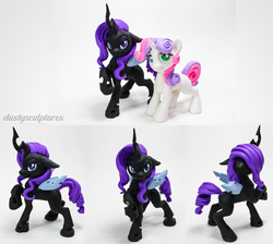 Size: 2900x2600 | Tagged: safe, artist:dustysculptures, rarity, sweetie belle, changeling, g4, changelingified, high res, irl, photo, raised hoof, rariling, sculpture, species swap