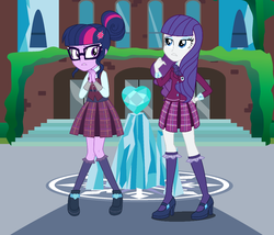 Size: 904x774 | Tagged: safe, artist:3d4d, rarity, sci-twi, twilight sparkle, equestria girls, g4, my little pony equestria girls: friendship games, alternate clothes, clothes, crystal prep academy, crystal prep academy uniform, school uniform