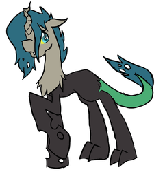 Size: 743x770 | Tagged: safe, artist:miesdoadopts, oc, oc only, unnamed oc, changeling, draconequus, hybrid, interspecies offspring, offspring, parent:discord, parent:queen chrysalis, parents:discolis, solo