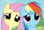 Size: 827x567 | Tagged: safe, screencap, fluttershy, rainbow dash, g4, my little pony: friendship is magic, trade ya!, cute, faic, sad face