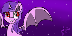 Size: 3000x1500 | Tagged: safe, artist:purpleloverpony, derpibooru exclusive, amethyst star, sparkler, alicorn, bat pony, bat pony alicorn, pony, g4, bat wings, female, horn, mare, solo, spread wings, wings