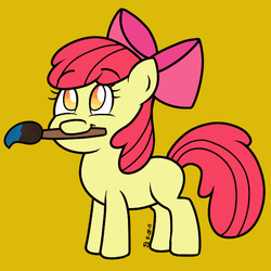 Size: 629x629 | Tagged: safe, artist:iwuvda3nd3rmanz, apple bloom, g4, female, mouth hold, paintbrush, solo