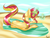 Size: 2000x1519 | Tagged: safe, artist:sintakhra, sunset shimmer, pony, unicorn, g4, beach, female, solo, suntan lotion