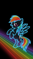 Size: 1080x1920 | Tagged: safe, artist:cheezedoodle96, rainbow dash, g4, female, mare, neon, rainbow, solo, vector, wallpaper