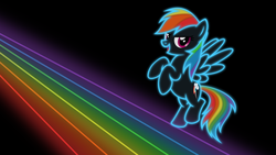 Size: 3840x2160 | Tagged: safe, artist:cheezedoodle96, rainbow dash, g4, female, high res, mare, neon, rainbow, vector, wallpaper