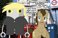 Size: 1025x672 | Tagged: safe, derpy hooves, doctor whooves, time turner, pony, robot, g4, anime, cromartie high school, male, mecha, mechazawa shinichi, stallion