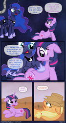 Size: 1280x2375 | Tagged: safe, artist:moemneop, applejack, princess luna, twilight sparkle, comic:return to equestria, g4, comic, dream walker luna, prone