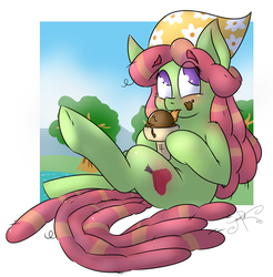 Size: 2000x2034 | Tagged: safe, artist:jorobro, tree hugger, pony, g4, cute, daaaaaaaaaaaw, female, high res, ice cream, solo