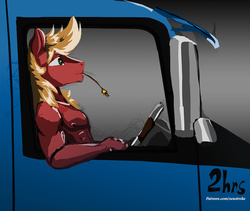 Size: 900x761 | Tagged: safe, artist:xenstroke, big macintosh, earth pony, anthro, g4, big rig, male, solo, trucker