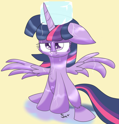 Size: 1201x1250 | Tagged: safe, artist:sintakhra, twilight sparkle, alicorn, pony, g4, female, ice, mare, solo, twilight sparkle (alicorn), twilight sparkle is not amused, unamused