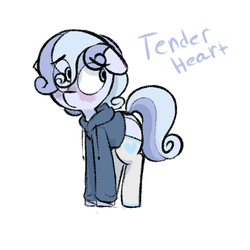 Size: 600x600 | Tagged: safe, artist:whydomenhavenipples, oc, oc only, oc:tender heart, earth pony, pony, blushing, clothes, crossdressing, earth pony oc, hair over one eye, hoodie, male, panties, socks, solo, stockings, sweater, trap, underwear