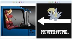 Size: 522x278 | Tagged: safe, big macintosh, derpy hooves, earth pony, pegasus, pony, anthro, derpibooru, g4, exploitable meme, juxtaposition, juxtaposition win, male, meme, meta, stallion