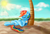 Size: 763x521 | Tagged: safe, artist:inurantchan, rainbow dash, pony, g4, beach, female, palm tree, sleeping, solo, tree