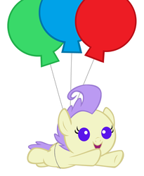 Size: 3136x3832 | Tagged: safe, artist:3d4d, cream puff, pony, g4, baby, baby pony, balloon, female, filly, foal, high res, simple background, solo, white background