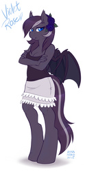 Size: 595x1200 | Tagged: safe, artist:onnanoko, oc, oc only, oc:violet rose, bat pony, anthro, unguligrade anthro, clothes, crossed arms, solo, tank top