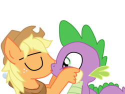 Size: 1024x768 | Tagged: safe, artist:ripped-ntripps, applejack, spike, dragon, earth pony, pony, g4, and then spike was gay, applejack (male), duo, female, freckles, gay, half r63 shipping, harness, hat, horse collar, kiss on the lips, kissing, male, rule 63, ship:applespike, ship:spikejack, shipping, spike gets all the stallions, stallion