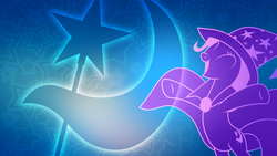 Size: 1920x1080 | Tagged: safe, artist:brightbrush, trixie, pony, unicorn, g4, cape, clothes, cutie mark, female, happy, hat, mare, minimalist, solo, trixie's cape, trixie's hat, vector, wallpaper