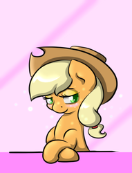 Size: 432x566 | Tagged: safe, artist:alazak, applejack, g4, bedroom eyes, blushing, cute, female, solo