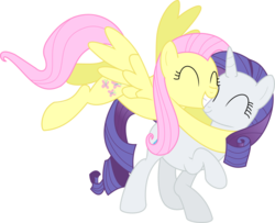 Size: 1056x858 | Tagged: safe, artist:abyzzal, fluttershy, rarity, pegasus, pony, unicorn, g4, cute, duo, female, hug, lesbian, raribetes, ship:flarity, shipping, shyabetes, simple background, transparent background, vector