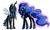 Size: 2805x1682 | Tagged: safe, artist:itsnotdaijoubu, nightmare moon, queen chrysalis, alicorn, changeling, changeling queen, pony, g4, crown, cyan eyes, ethereal mane, fangs, female, green eyes, green mane, helmet, jewelry, regalia, simple background