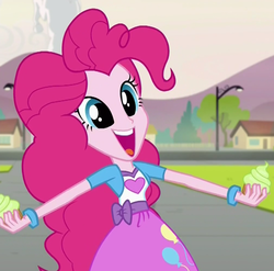 Size: 1010x997 | Tagged: safe, screencap, pinkie pie, equestria girls, g4, my little pony equestria girls: friendship games, cupcake, cute, diapinkes, dilated pupils, excited, female, reaction image, solo