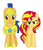 Size: 1864x2160 | Tagged: safe, artist:3d4d, artist:chainchomp2 edits, artist:vector-brony, edit, flash sentry, sunset shimmer, pegasus, pony, unicorn, g4, cute, evil smile, female, front, grin, male, royal guard, ship:flashimmer, shipping, simple background, smiling, smirk, straight, white background