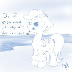 Size: 1200x1200 | Tagged: safe, artist:malwinters, scootaloo, g4, beach, female, floaty, monochrome, scootaloo can't fly, solo, swimming, water wings