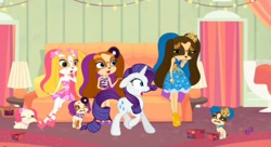 Size: 500x272 | Tagged: safe, screencap, rarity, pony, g4, cute, ginger jones, pepper parson, pet, pinkie cooper