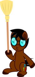Size: 3339x7211 | Tagged: safe, artist:age3rcm, oc, oc only, broom, chaves, glasses, simple background, solo, transparent background, unshorn fetlocks, vector