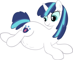 Size: 2185x1816 | Tagged: safe, artist:age3rcm, shining armor, pony, unicorn, g4, gleaming shield, looking back, pregnant, pregshield, prone, rule 63, show accurate, simple background, smiling, solo, transparent background, vector