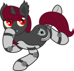 Size: 5000x4840 | Tagged: safe, artist:age3rcm, oc, oc only, bat pony, cyborg, pony, fallout equestria, absurd resolution, red eyes, simple background, solo, transparent background, vector