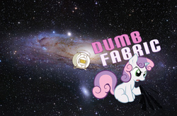 Size: 792x523 | Tagged: safe, sweetie belle, g4, dumb fabric, female, portal 2, pun, solo, space, space core