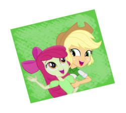 Size: 3939x3537 | Tagged: safe, artist:pinkiespartygirl, edit, apple bloom, applejack, equestria girls, g4, apple sisters, duo, duo female, female, high res, photo, siblings, simple background, sisters, transparent background
