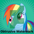 Size: 1024x1024 | Tagged: safe, artist:joey, derpibooru exclusive, rainbow dash, pony, derpibooru, g4, deviantart watermark, female, green background, irony, mare, meta, obtrusive watermark, official spoiler image, simple background, solo, spoilered image joke, sunburst background, watermark