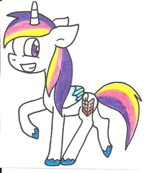 Size: 607x716 | Tagged: safe, artist:cmara, oc, oc only, oc:prince novel, alicorn, pony, alicorn oc, offspring, parent:princess cadance, parent:shining armor, parents:shiningcadance, simple background, solo, traditional art, white background