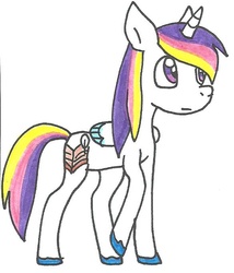 Size: 585x683 | Tagged: safe, artist:cmara, oc, oc only, oc:prince novel, alicorn, pony, alicorn oc, offspring, parent:princess cadance, parent:shining armor, parents:shiningcadance, simple background, solo, traditional art, white background