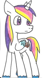 Size: 397x716 | Tagged: safe, artist:cmara, oc, oc only, oc:prince novel, alicorn, pony, alicorn oc, offspring, parent:princess cadance, parent:shining armor, parents:shiningcadance, simple background, solo, traditional art, white background