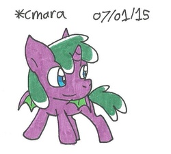 Size: 601x540 | Tagged: safe, artist:cmara, oc, oc only, oc:benjamin, alicorn, dracony, hybrid, pony, alicorn oc, interspecies offspring, looking back, offspring, parent:rarity, parent:spike, parents:sparity, simple background, smiling, solo, spread wings, traditional art, white background