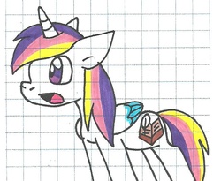 Size: 651x534 | Tagged: safe, artist:cmara, oc, oc only, oc:prince novel, alicorn, pony, alicorn oc, graph paper, offspring, parent:princess cadance, parent:shining armor, parents:shiningcadance, simple background, solo, traditional art, white background