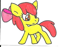 Size: 491x397 | Tagged: safe, artist:cmara, apple bloom, g4, female, solo, traditional art