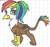 Size: 634x590 | Tagged: safe, artist:cmara, oc, oc only, oc:rainbow feather, graph paper, interspecies offspring, magical lesbian spawn, offspring, parent:gilda, parent:rainbow dash, parents:gildash, solo, traditional art