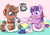 Size: 1248x883 | Tagged: safe, artist:artiecanvas, moondancer, princess cadance, princess celestia, princess luna, shining armor, twilight sparkle, oc, oc:radix, alicorn, pony, g4, baby, baby pony, diaper, female, foal, mare, plushie, poofy diaper, tea party, twilight sparkle (alicorn)