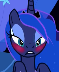 Size: 358x438 | Tagged: safe, edit, edited screencap, screencap, princess luna, do princesses dream of magic sheep, g4, blushing, female, solo, sweat