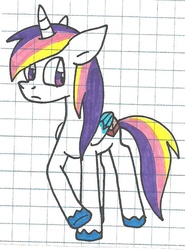 Size: 529x716 | Tagged: safe, artist:cmara, oc, oc only, oc:prince novel, alicorn, pony, alicorn oc, graph paper, offspring, parent:princess cadance, parent:shining armor, parents:shiningcadance, solo, traditional art